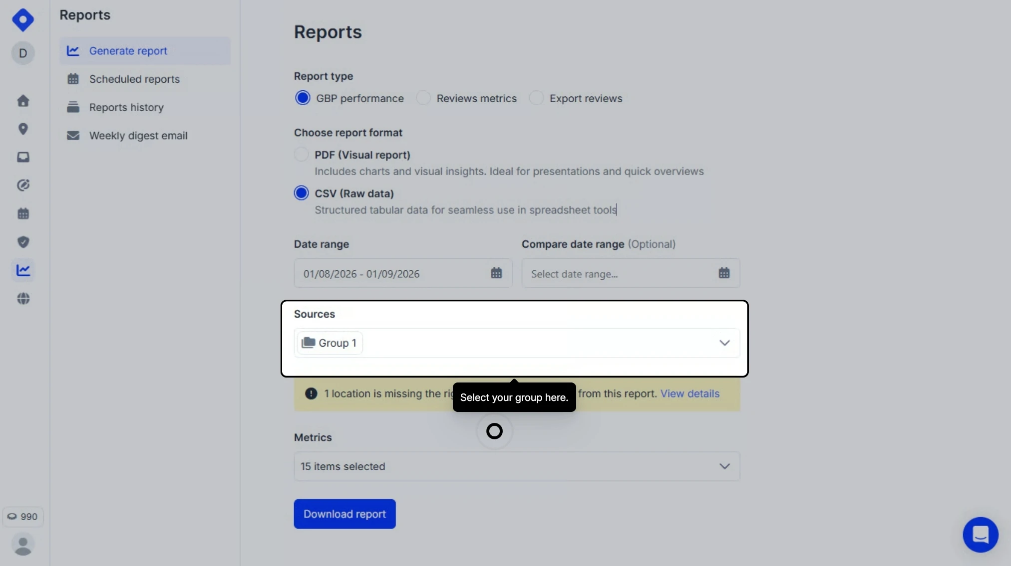 Dati sulle prestazioni di più sedi in Localith