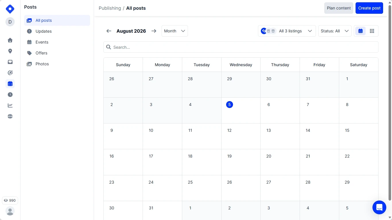 Scheduling a Google Business Profile post across multiple locations from the Localith publishing interface