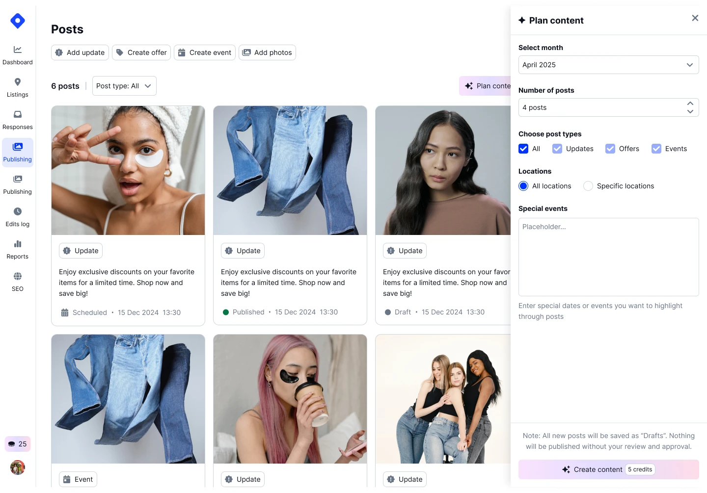 AI content planning for Google Business Profile posts in Localith