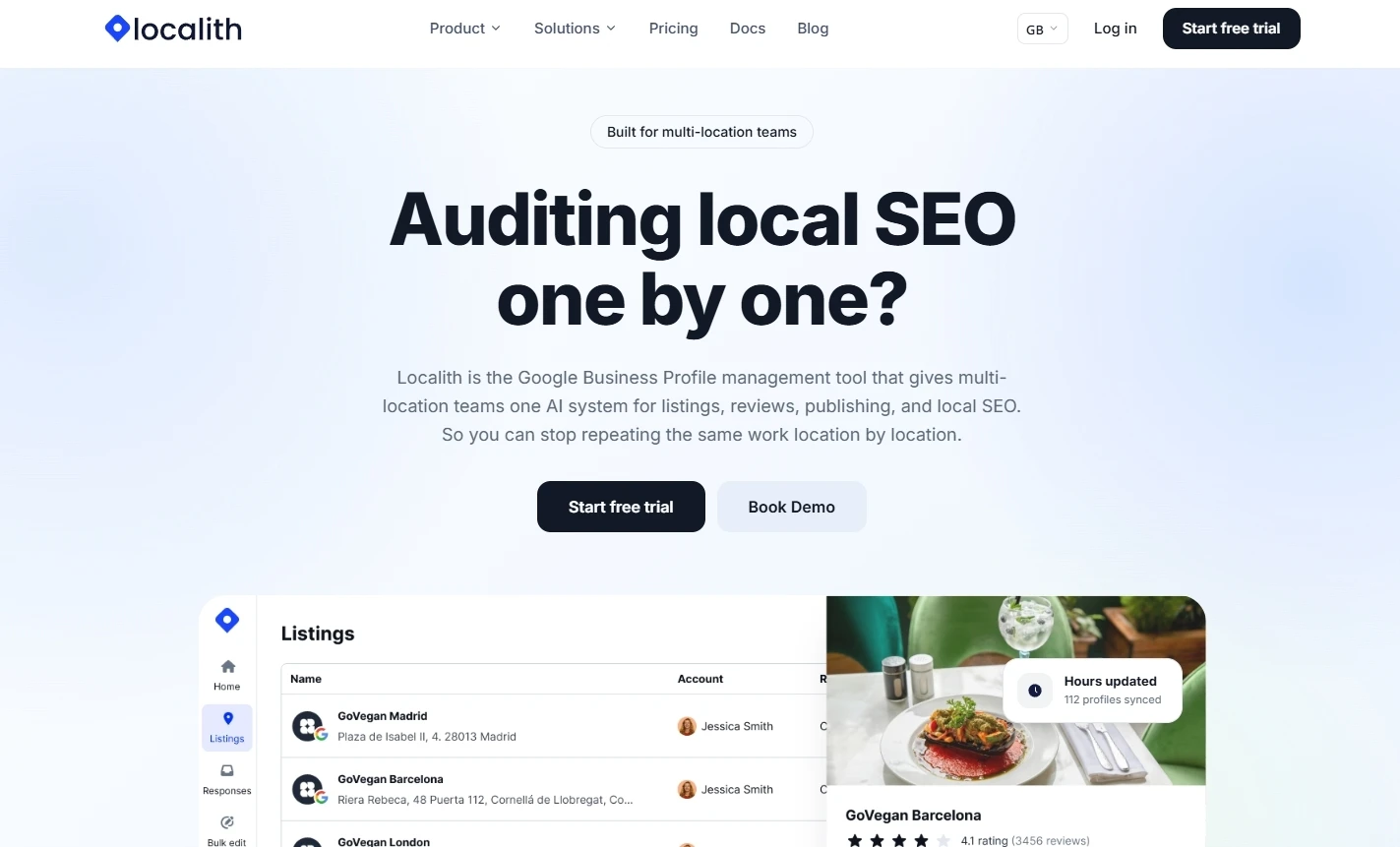 Localith platform landing page for local SEO and Google Business Profile management