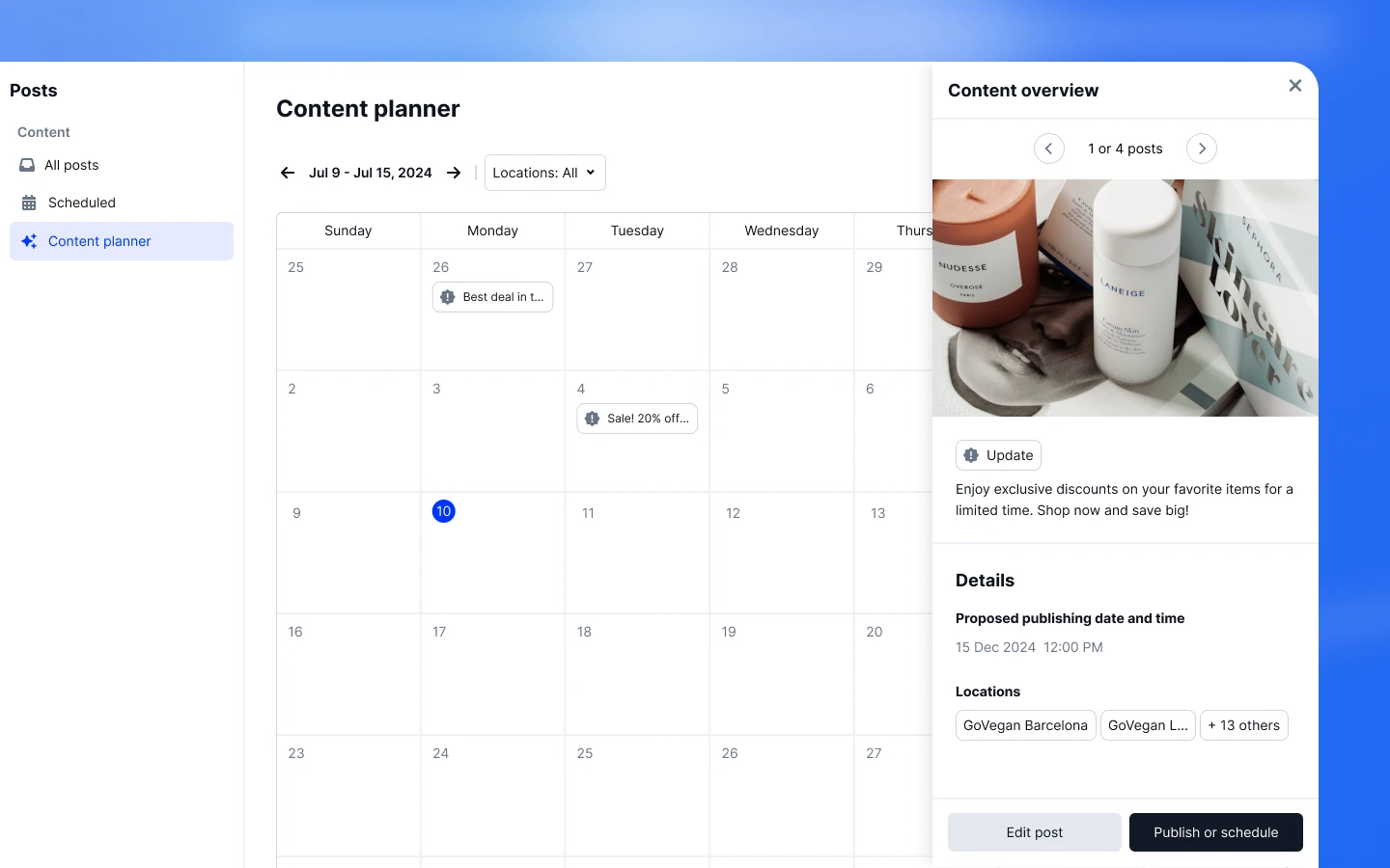 Localith GBP posts content calendar screenshot