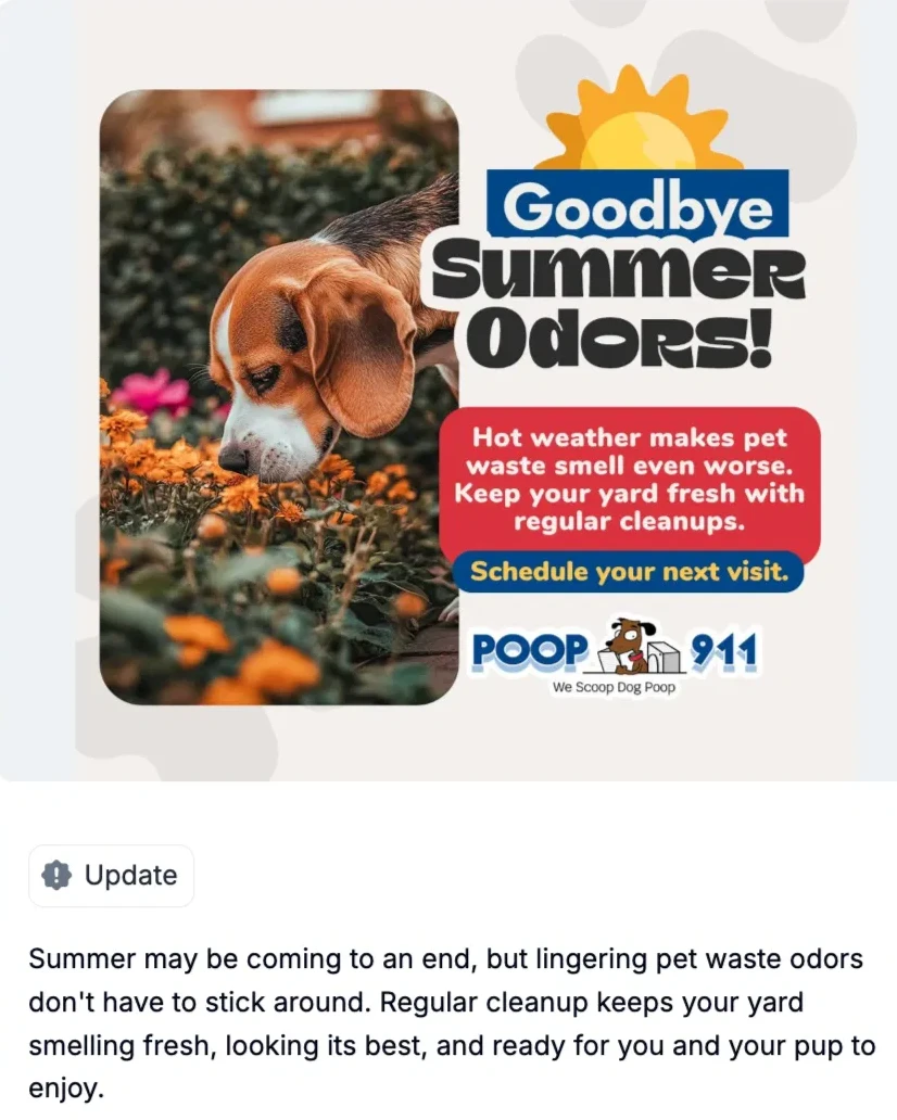 A POOP 911 Google Business Profile post published to 209 locations with Localith